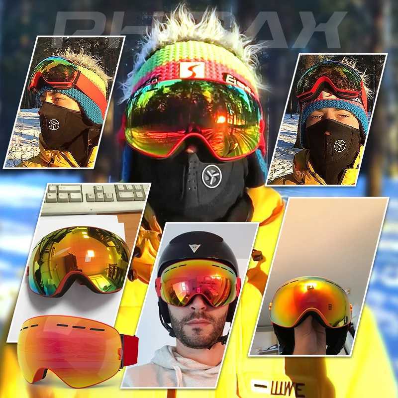 PHMAX Ski Goggles Men Snowboard Glasses Women Winter Outdoor Snow Sunglasses UV400 Double Layers Lens Anti-Fog Skiing Goggles K251110