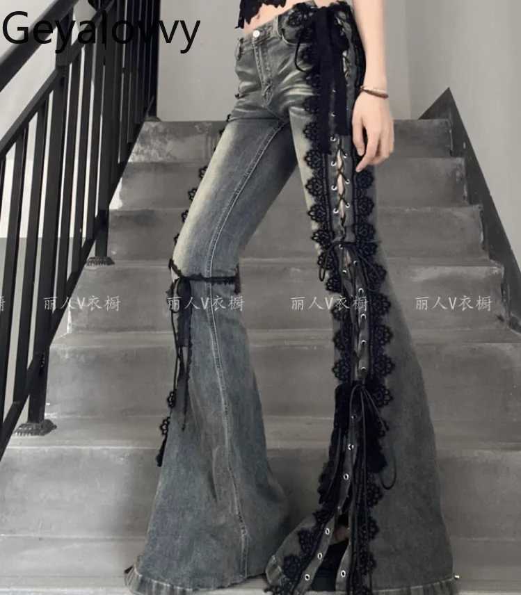 Heavy Industry Chain Decoration Loose Baggy Jeans Womens High Waist Casual Cotton Stretch Denim Pants 2025 Autumn New Trousers C251110