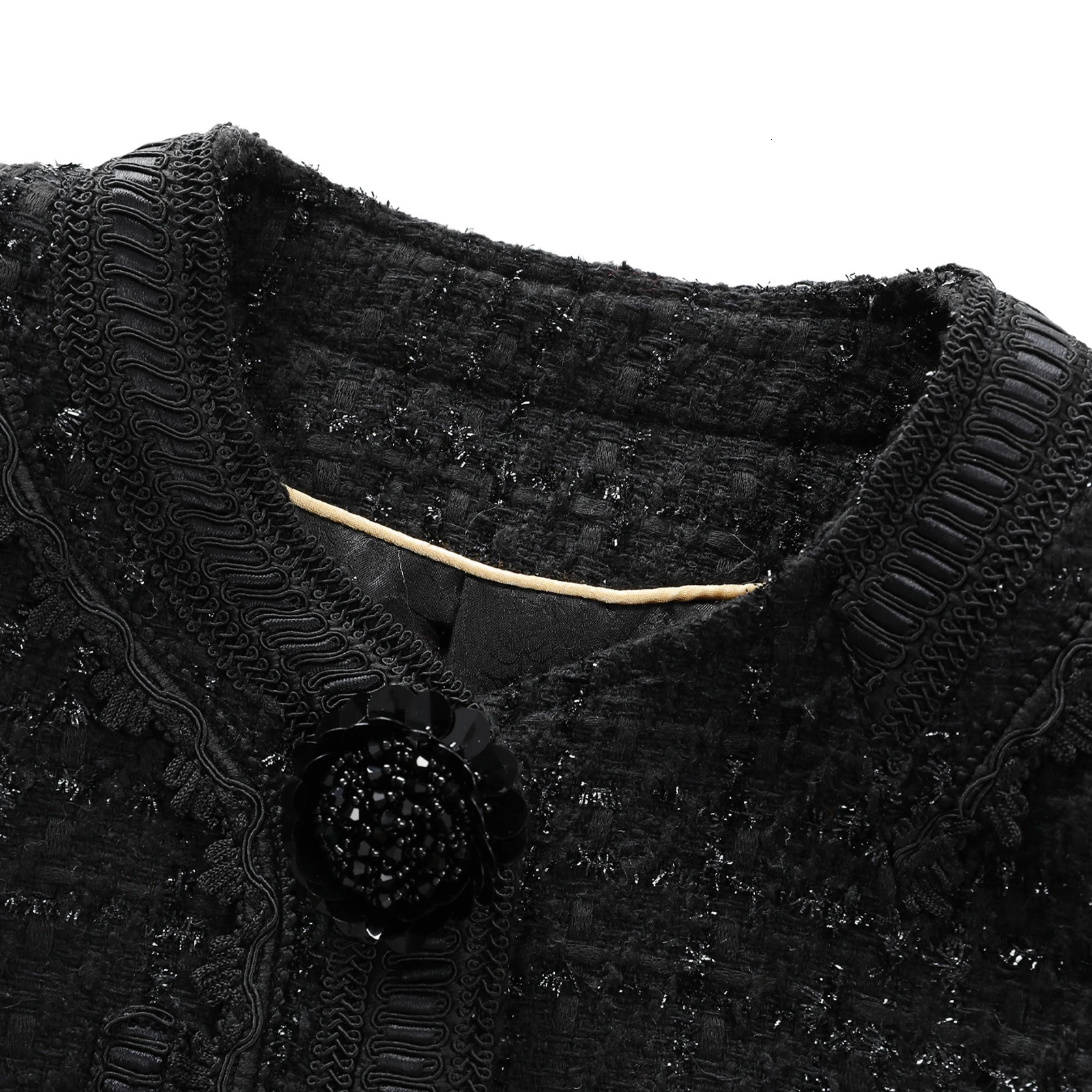 fashion elegant casual highend n black versatile tweed jacket for ladies 251110