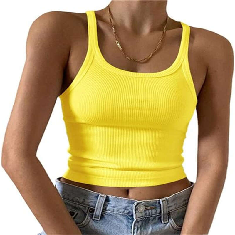 Cross-Border Amazon Camisole European and American Style Women's Summer Hot Girl Outerwear Thin Vest Crop Milk Silk Top