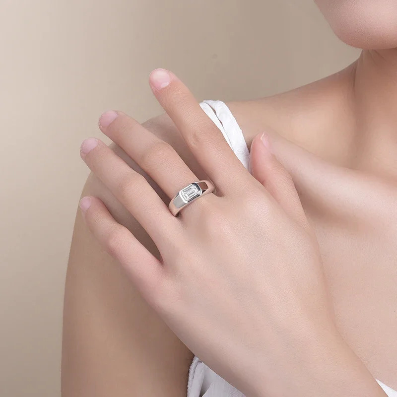 Follow Cloud 57mm 10ct Emerald Cut Diamond Engagement Ring for Men 925 Sterling Silver Plated 18K Gold Wedding Band 251103