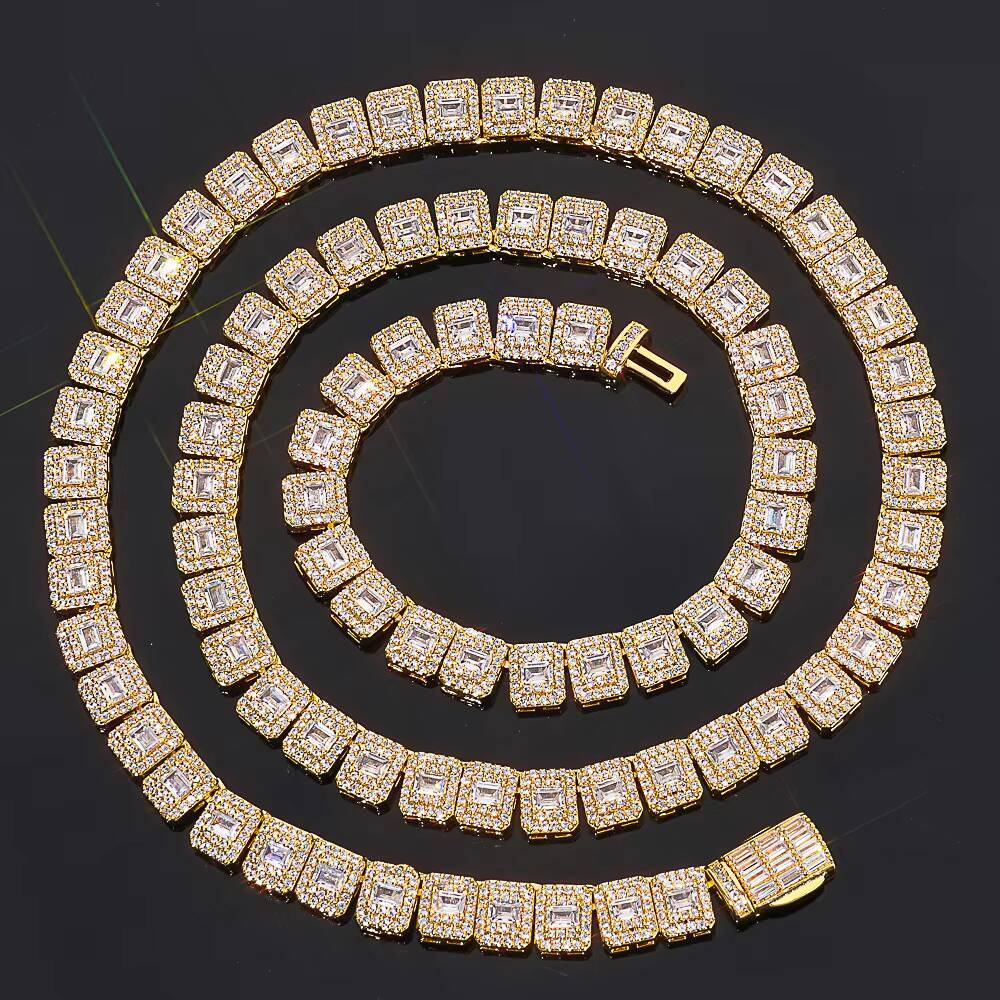 Eskeem Womens Iced Out Tennis Chain Necklace Mixed Baguette Round Cut Cubic Zirconia Stones Hip Hop Fine Jewelry