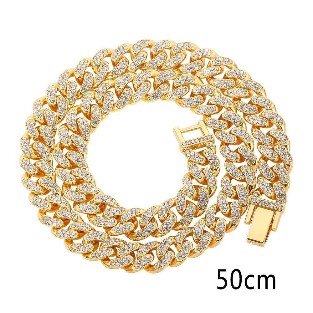 Waterproof matte hot gold-plated men's necklace long Miami Cuban chain