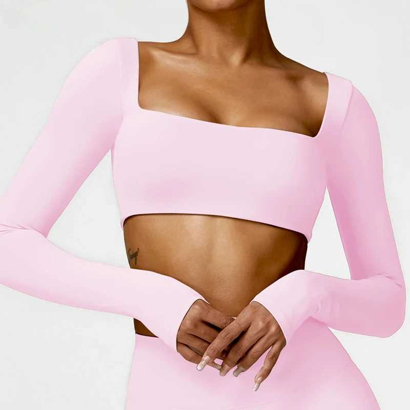 Casual quick drying sportswear for women square neck gym for women fitness sportswear for women long sleeved yoga clothes for womenXJ250410