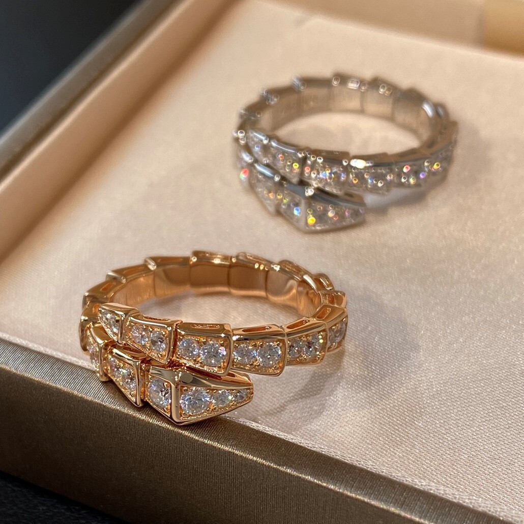 Designer Ring High Quality V Gold Wide Edition Full Diamond Serpentine Women's Ring Multi Functional And Fashion Ring Diamond Serpentine Head Wom