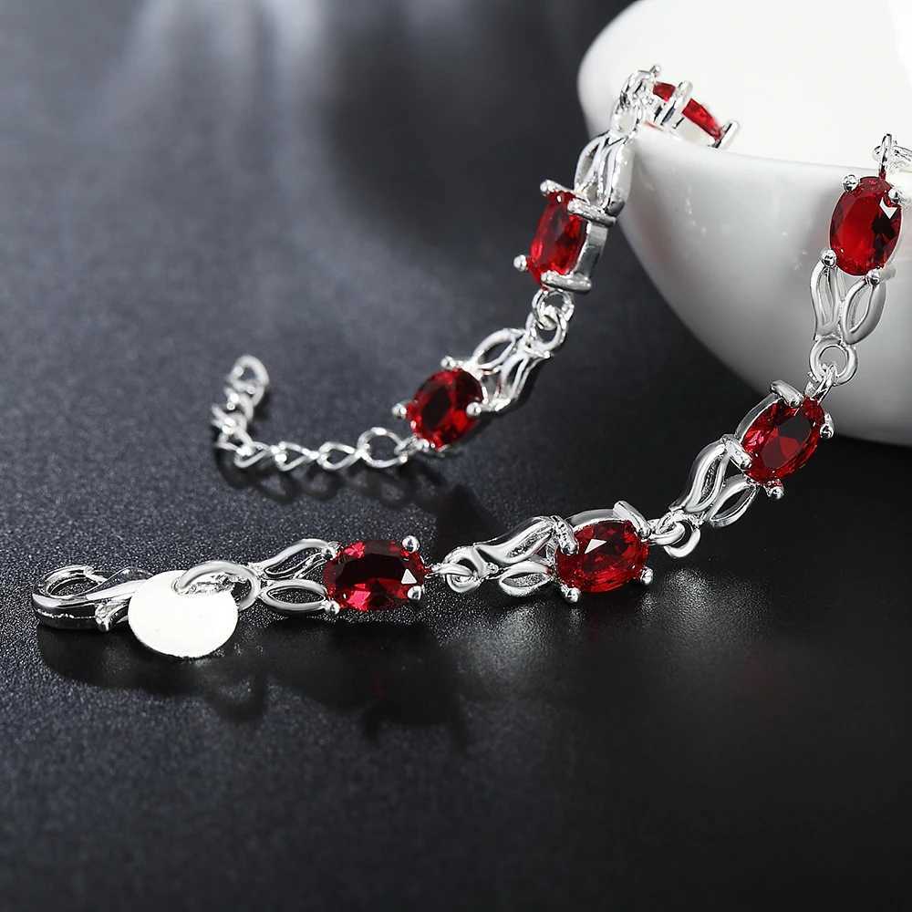 925 Sterling Silver Ruby Sapphire Amethyst Gemstone Bracelets Woman Wedding Jewelry Accessories Wholesale JewelleryT251110