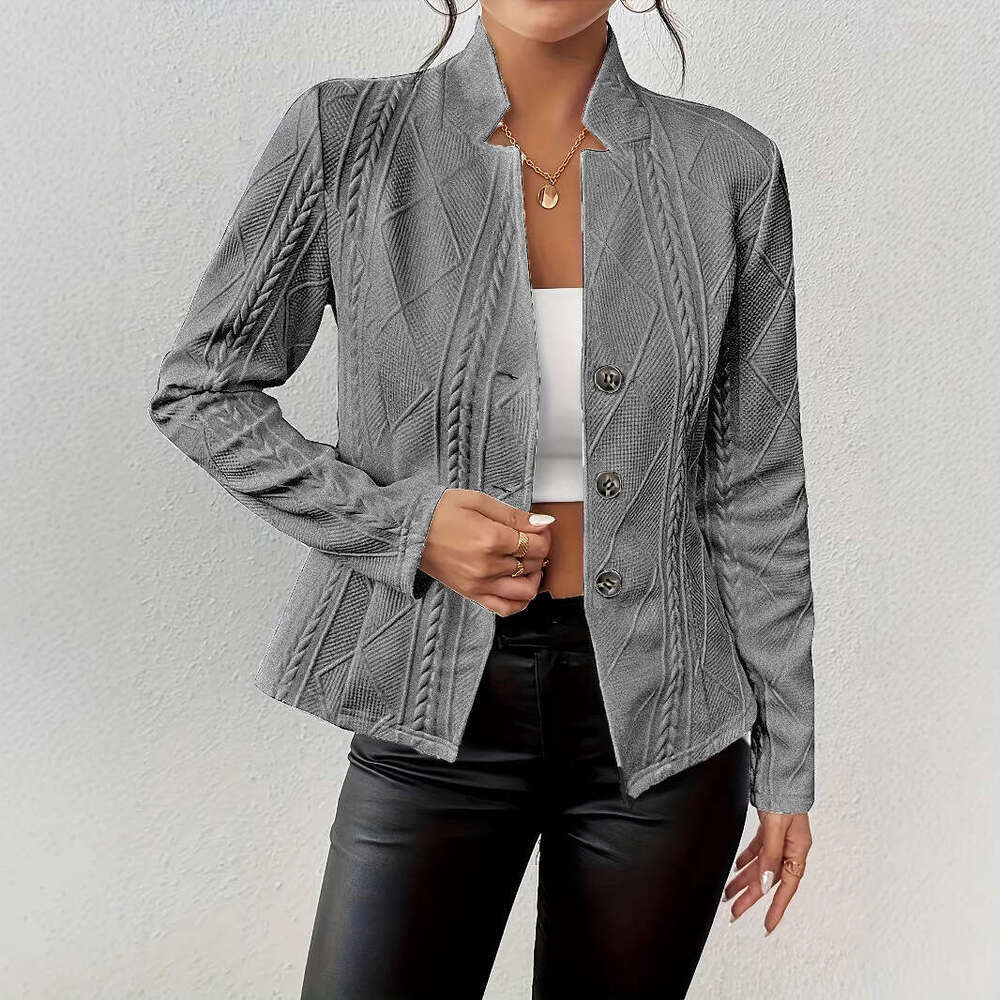 Independent Station Amazon 2024 European and American Foreign Trade Autumn Winter New Hot Sale Button Pattern Small Blazer Jacket