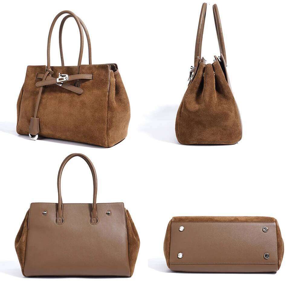 New Women's Genuine Leather Niche Large Capacity Tote Versatile Commuter Handbag Top Handle Single Shoulder Crossbody Bag Suotong1110