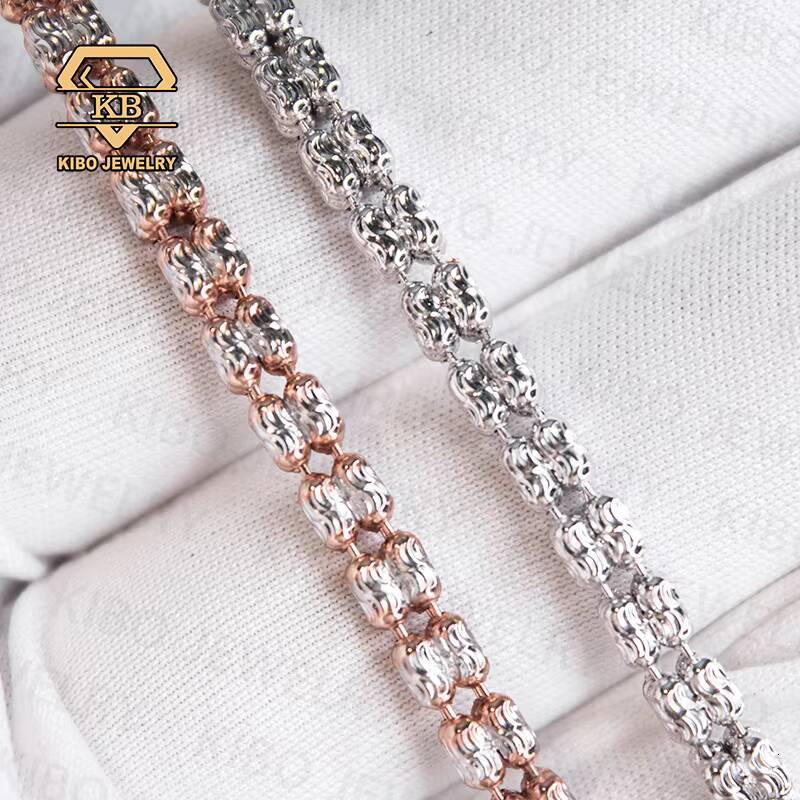 Moon Ice Chain Hot Silver and Rose Gold Two Tone Silver 925 Hip Hop Necklace Moon Ice Chain Diamond Moon Ice Chain 925