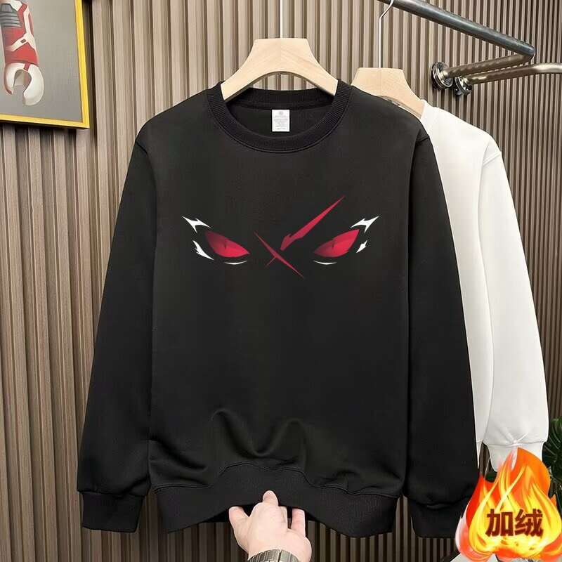 European Trendy Brand New Round Neck Cotton Sweatshirt For women Men Spring Eye Print Little Monster Long Sleeve Plus Size Slim Fit Top