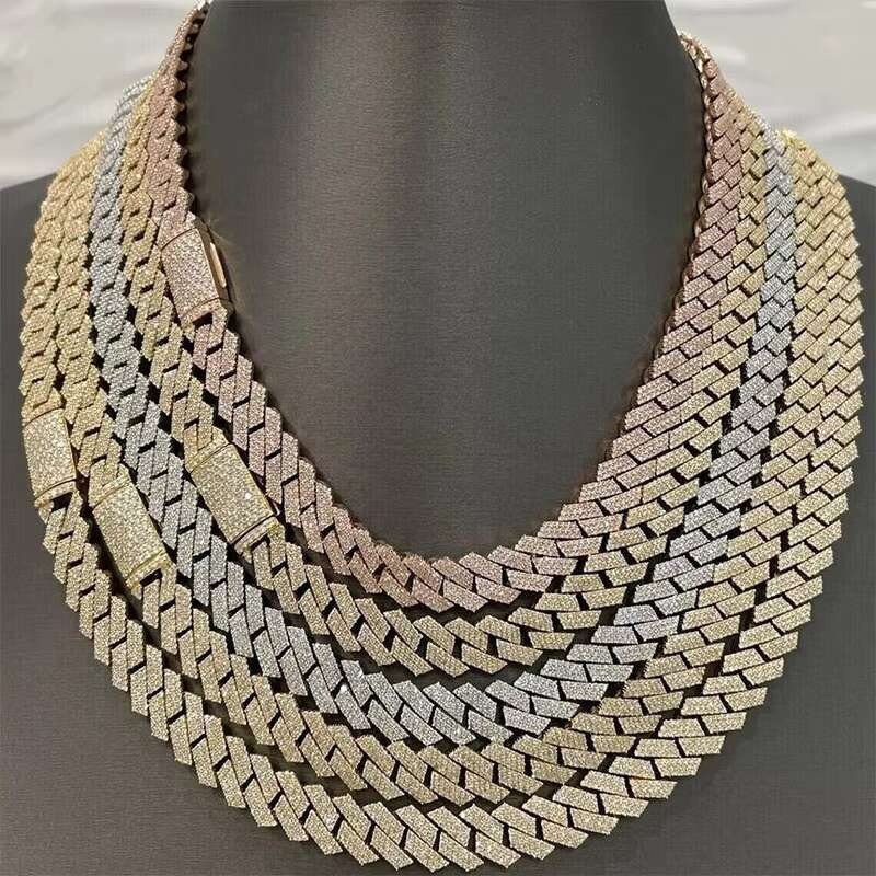 Custom Hip Hop Jewelry 925 Sterling Silver Chain Iced Out VVS Mossanite Cuban Link Chain