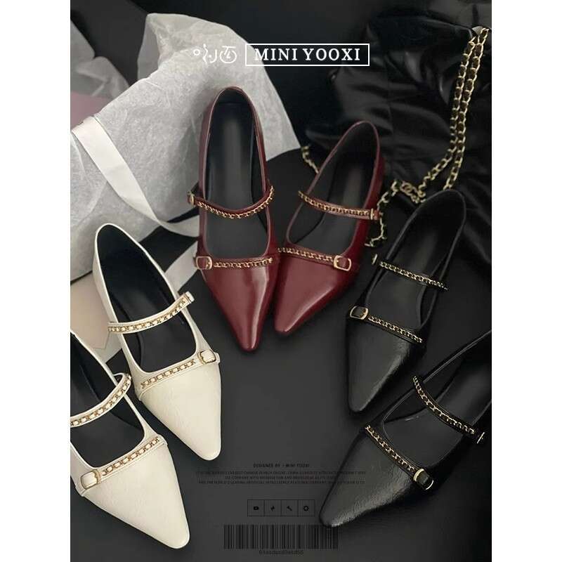 Woman Sandals Spring And Autumn New Coarse Heel Mary Jane Small Women S Fashion Versatile Shallow Mouth Leather Soft Bottom Single Shoes Women