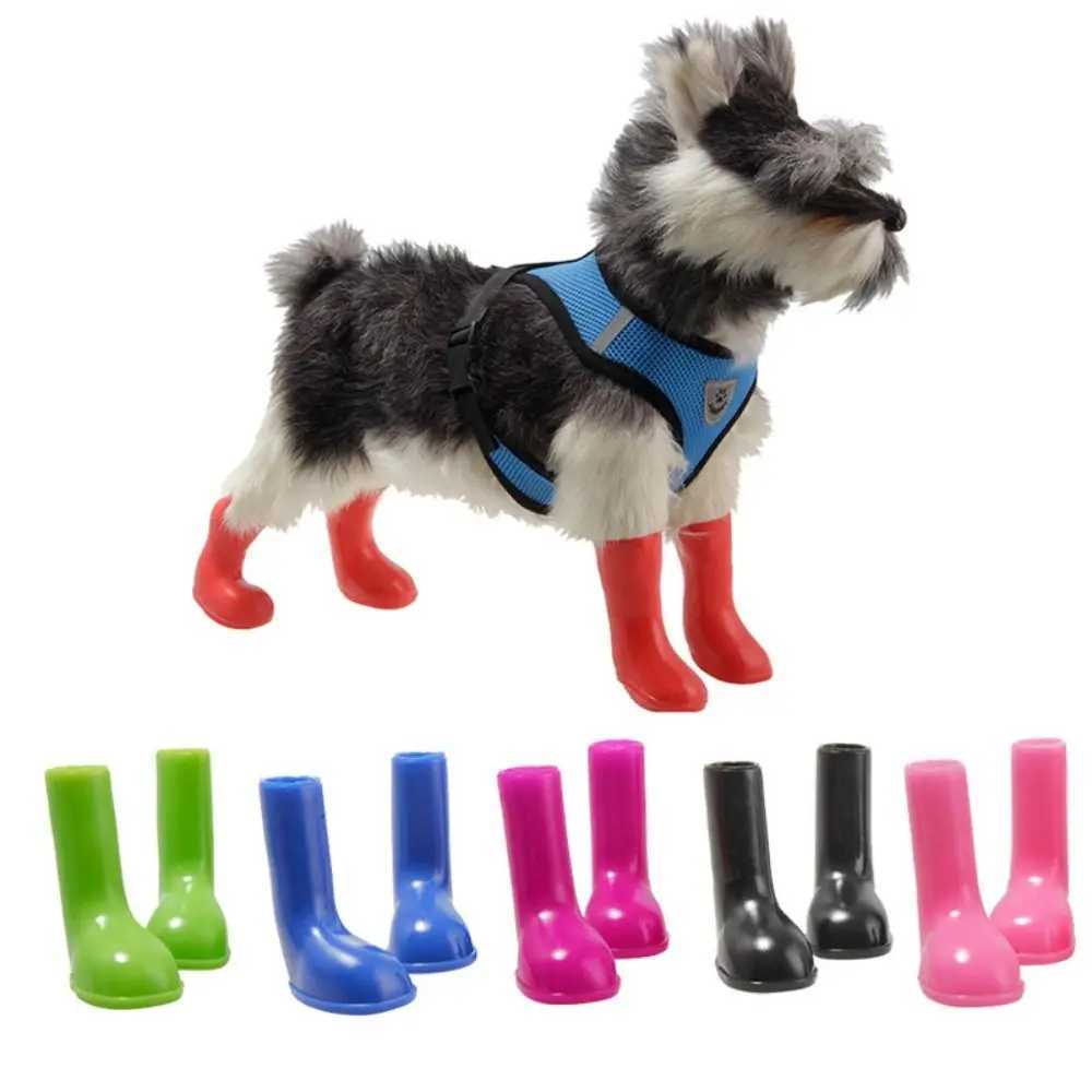 New Arrival 4 waterproof pet dog shoes anti slip anti licking pet paws reusable elastic dog rain boots for outdoor use Z250410
