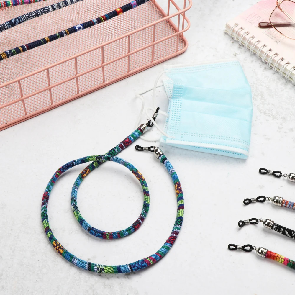 Colored acrylic bead glasses chain reading rope holder anti loss retro neck strap for accessories 250410