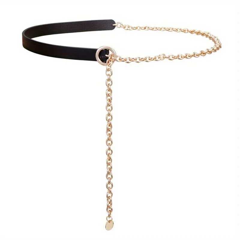 Thin strip Wen metal black waist chain fashionable shirt decoration set with cross dressing shirt chain GM103 X250410