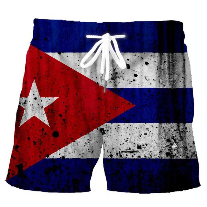 Retro 3D printed Cuban flag beach shorts mens retro casual street Harajuku ice shorts womens childrens quick drying surfboard luggageW250410