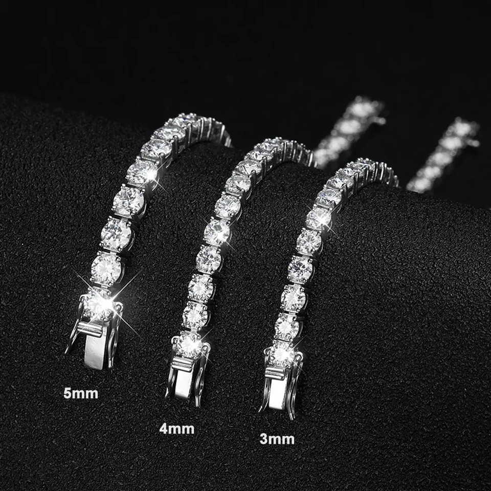 Serenity m 4mm 5mm 6.5 D Color VVS1 Tennis Bracelet For Women Man Anniversary Gift S925 Silver Bracelet Hand Chain 250408