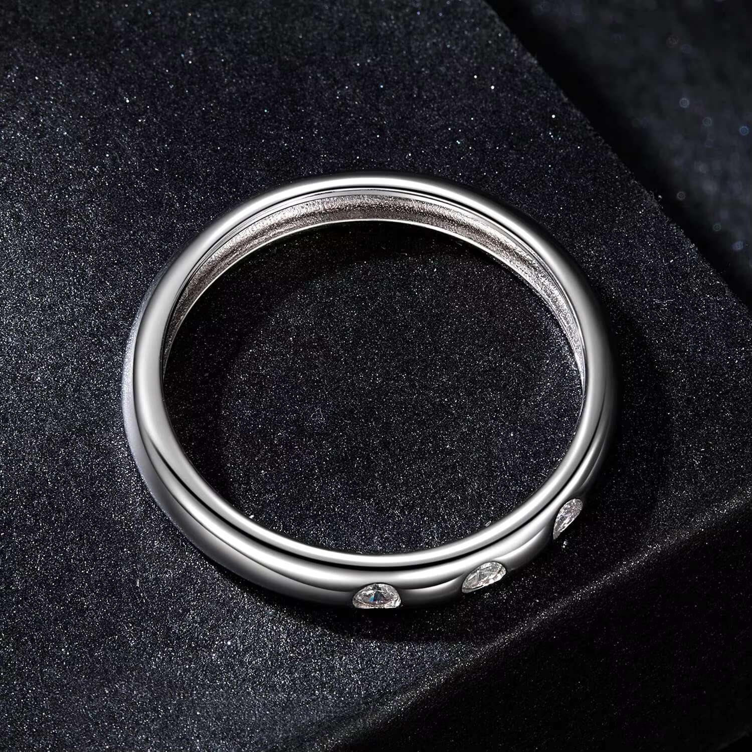 Wholesale Simple and Versatile 925 Sterling Silver Plated Platinum Light Luxury Ring Jewelry Mosang Stone Ring for Women