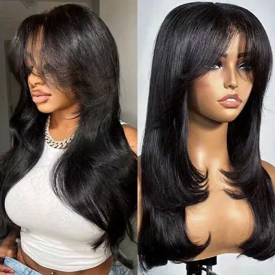 Put On And Body Curtain Bang Bye Knots Glueless Cut 4X4 Lace Front Wigs Human Hair For Beginners No Glue Brazilian Virgin Loose Wave Bleached Pre Pluc