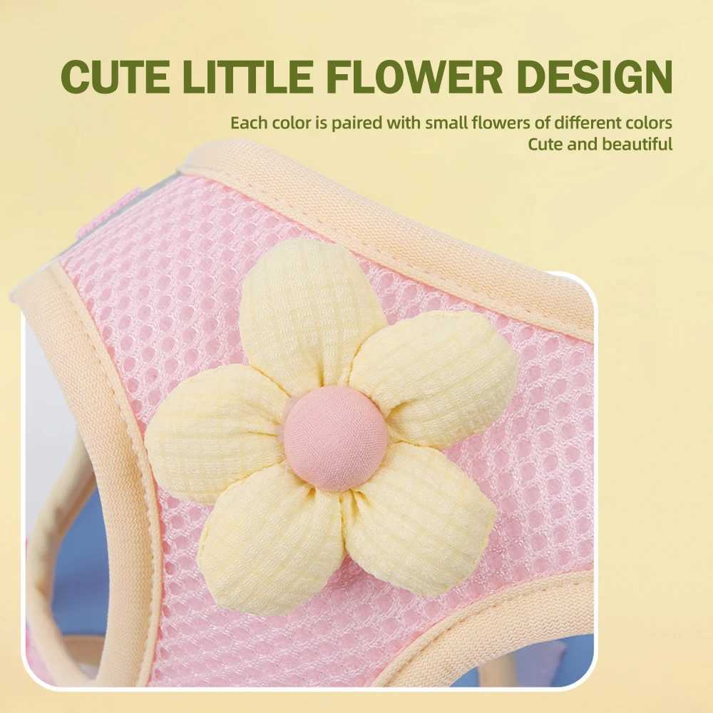 Mesh Harness Small Dog Lead Walking Flower Outdoor Reflective Vest-style Harness Color-blocked Breathable Pet Harness Leash J251110