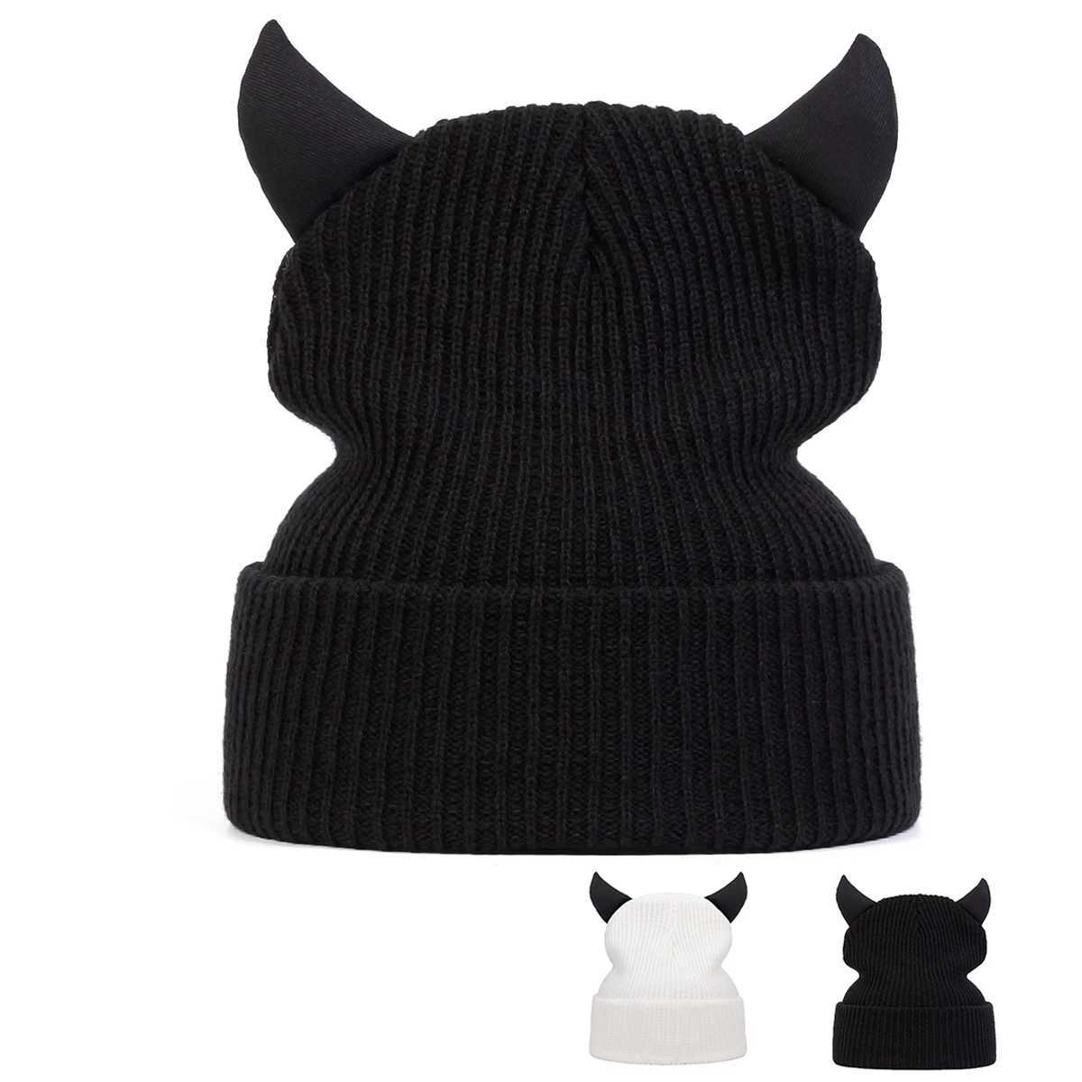 Unisex Personalized Bull Horn Beanies Winter Warm Hat Hip Hop Cap Beanie Hat Caps for Women MenXJ251110