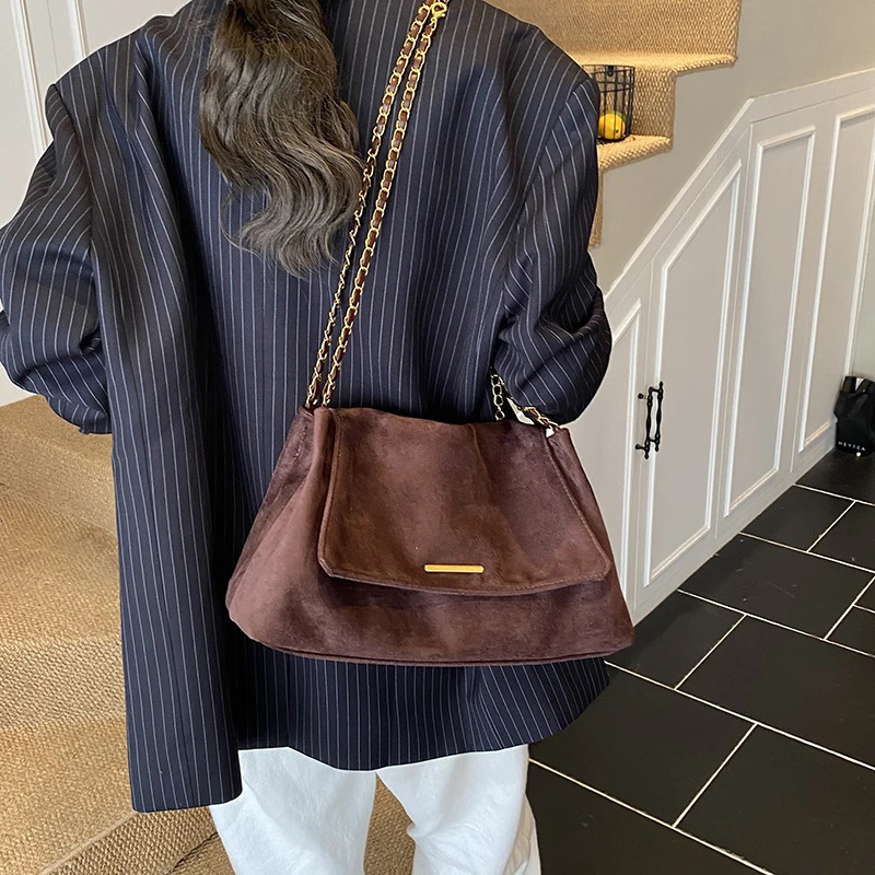 Fall Winter Womens Tote Bag with Chain Strap Suede Crossbody Shoulder Handbag Elegant Top-Handle Purse for Daily Use 251110 - view 4