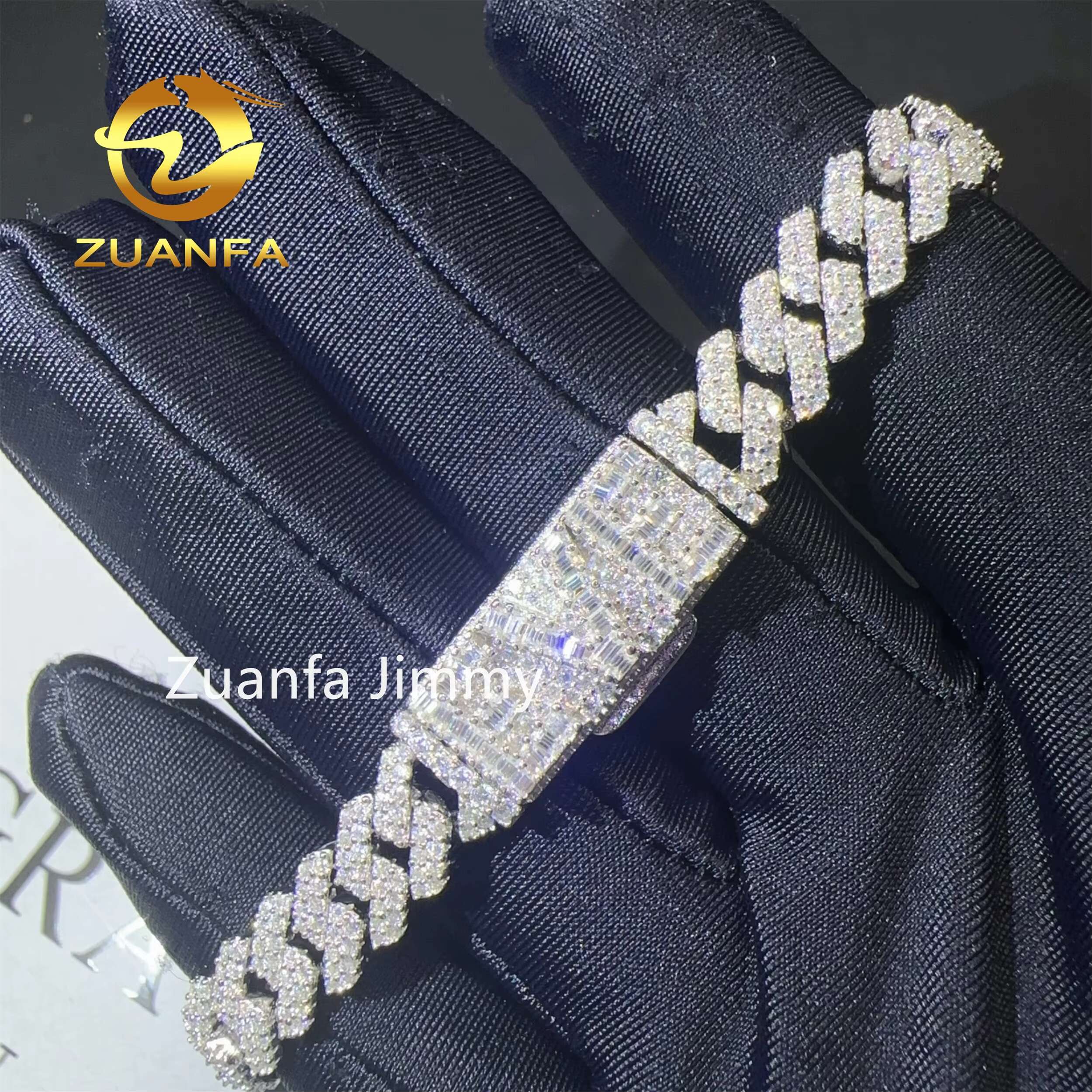 Popular Custom Name Lock 8mm Hip Hop Iced Jewelry 925 Sterling Silver Prong Setting VVS1 Moissanite Diamond Cuban Link Bracelet