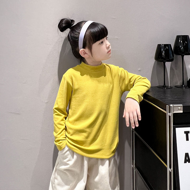 Ddmyshoesvip Children S Cashmere Thermal Underwear Boys Base Shirt Spring And Girls Autumn Clothes Single Piece Top Big Children S Half High Collar Wi