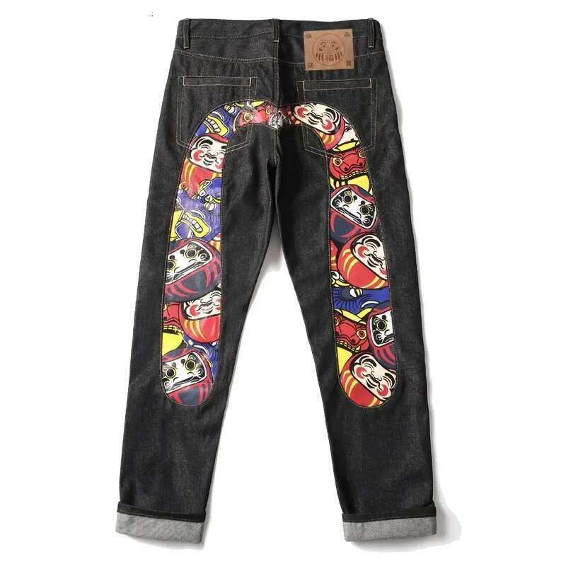 New Y2k American Retro Hip Hop Fashion Print Jeans Male Haruku Punk Gothic Wide Pants Couple Casual Straight Street Wear
