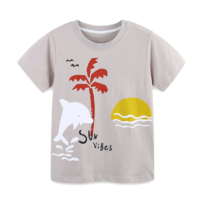 GS- Ddmyshoesvip Short Sleeved Summer New Product Boys T Shirt Small And Medium Sized Round Neck Printed Children S Top