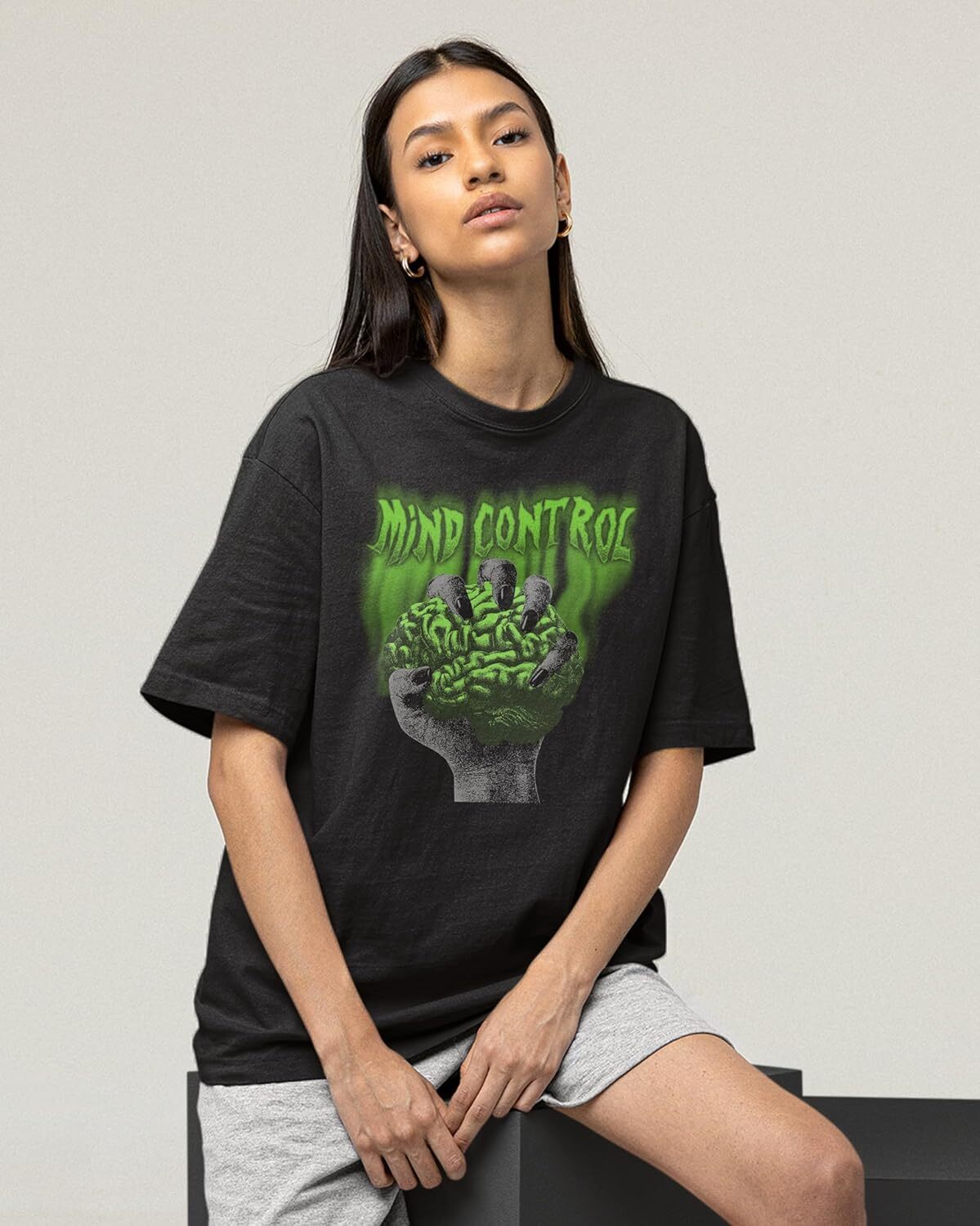 T shirt for Mens Foamposite One Black Volt Shirt, Mind Control, Shirts Match Sneakers 2D Black Sneaker Graphic Tee Casual Tops Clothes Short sleeve