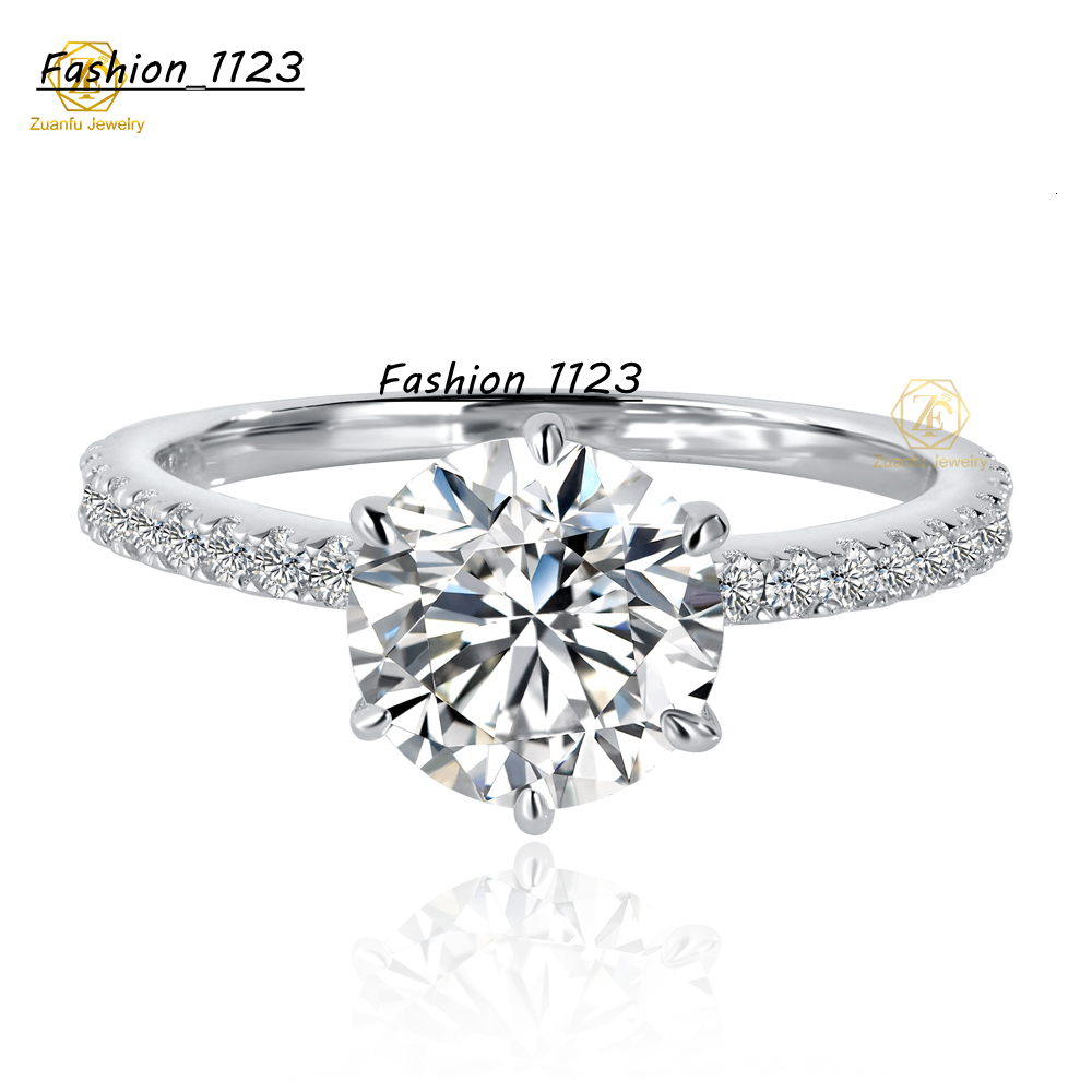 Hot Sale Valentines Day Jewelry Classic 8mm 2CT 18k Gold Plated 925 Silver Moissanite Engagement Ring for Women