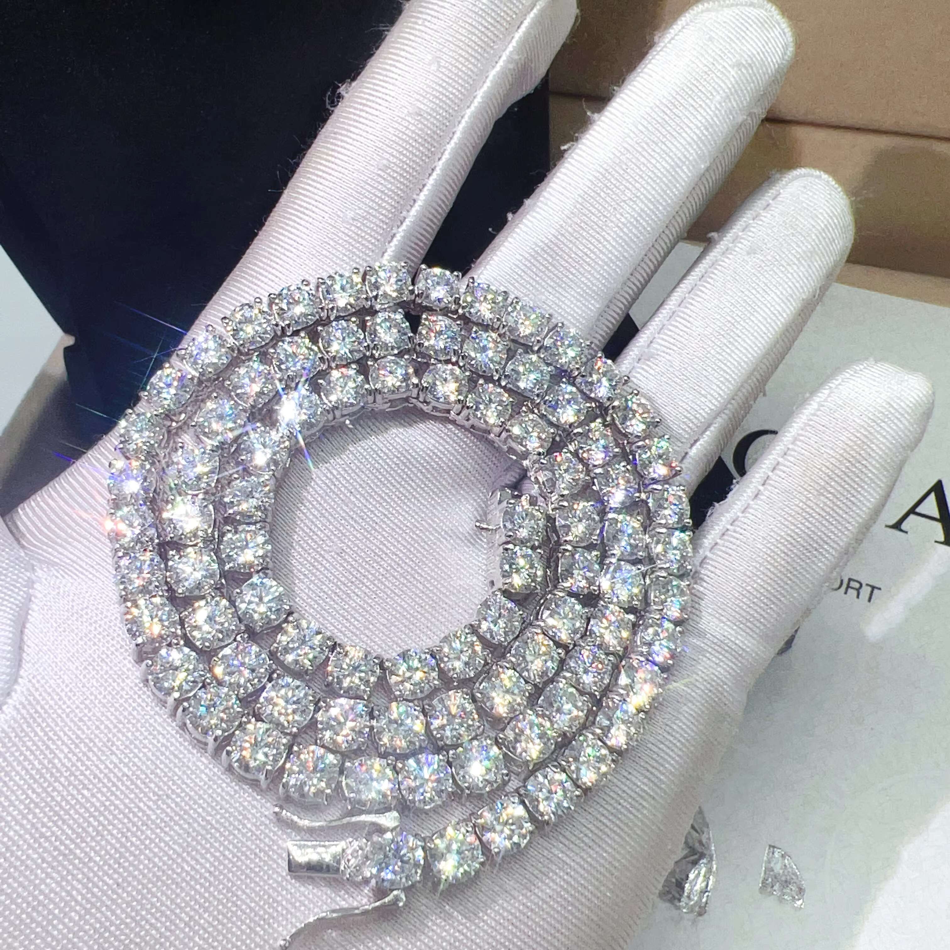 Fashion Fine Jewelry Vvs Moissanite 5mm 925 Sterling Silver Hip Hop Men Tennis Chain