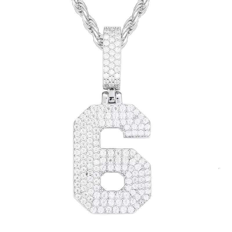 0-9 Lucky Numbers Pendant 925 Silver 18K Gold Moissanite Charms for Men and Womens Hip-hop Jewelry Accessories