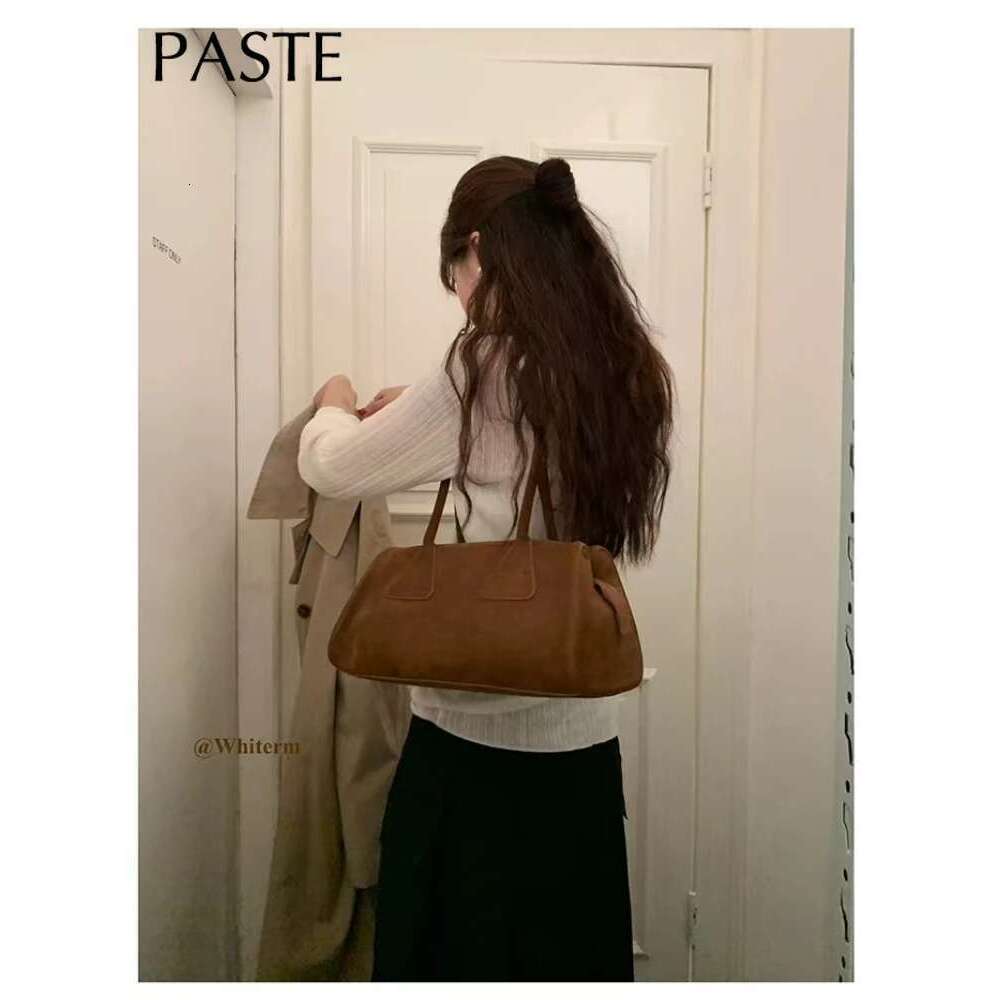 New Ins Chic Niche Stylish Pillow Bowg Tote Large Real Suede Cow Leather Women Shoulder Bag Long Handle Winter Handbag