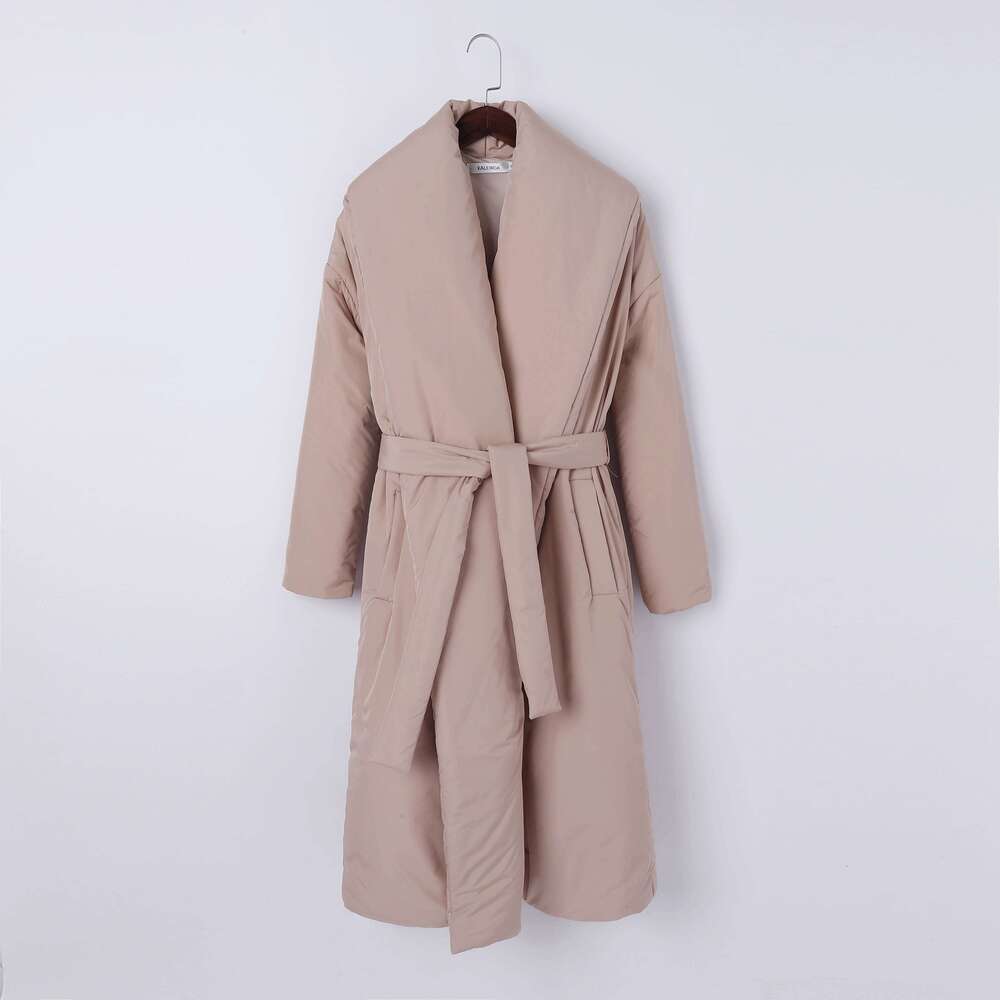 New Design Women Winter Degree Thick Coat Warm Parka Oversized Maxi Long Coat With Belt Casual Outerwear