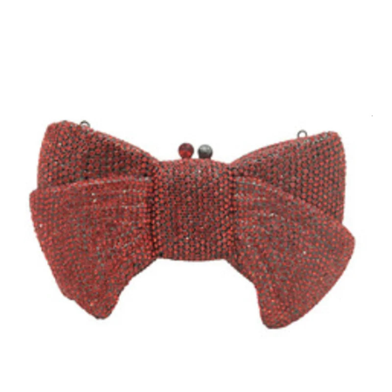 Pink Red Gold Silver Blue Bow Shape Women Crystal Handbag And Purse Party Bridal Metal Evening Wallet Ladies Diamond Clutch Bag 250409