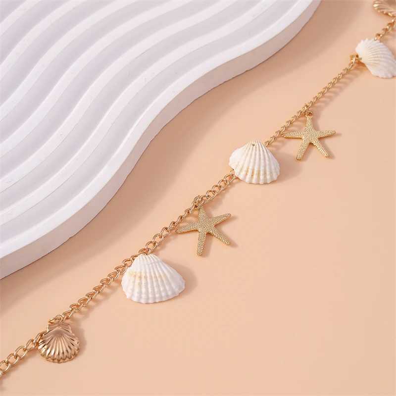 Fashionable starfish shell waist belly chain suitable for hot summer beach sexy belt bikini girls holiday jewelry gifts X250410