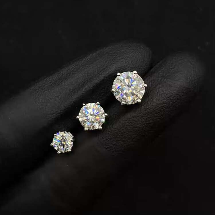 Fashion Style Classic 925 Sterling Silver With D Color Round Moissanite Diamond Jewelry Charm Earrings