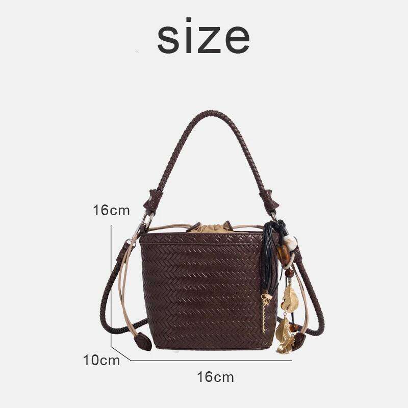 Mini Bucket Bags For Women Luxury Designer Handbag And Purse 2025 New In PU Imitation Braided Embossed Pattern Underarm Shoulder
