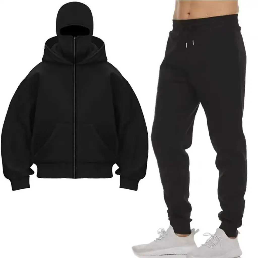 Mens Y2K Autumn/Winter Fashion Warm Hoodie Set Designer Hooded Jacket Pants Two-Piece Jogging Sportswear for Motorcycle Ridin W251110