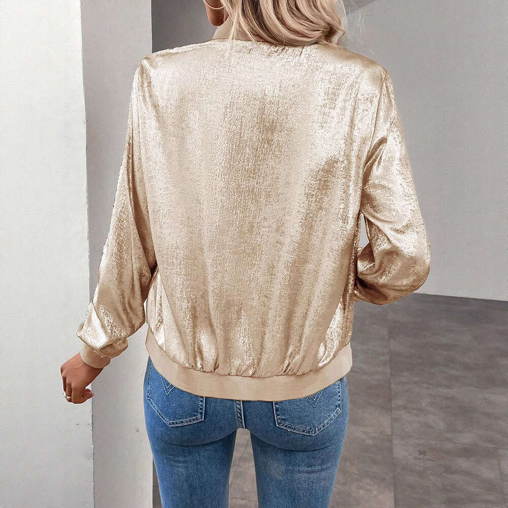 2025 Spring and Autumn New Solid Color Patchwork Thin Fashion Slim Fit Casual Jacket Top