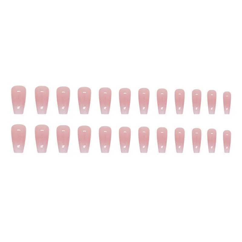 24 pieces of girl gradient pressed nails pink gradient fake nails smooth artificial fingers ergonomic reusable female fake nails W250410