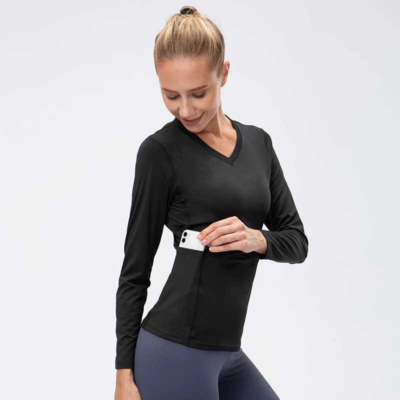 Womens yoga top long sleeved fitness sports top quick drying exercise top womens outdoor running sports topXJ250410