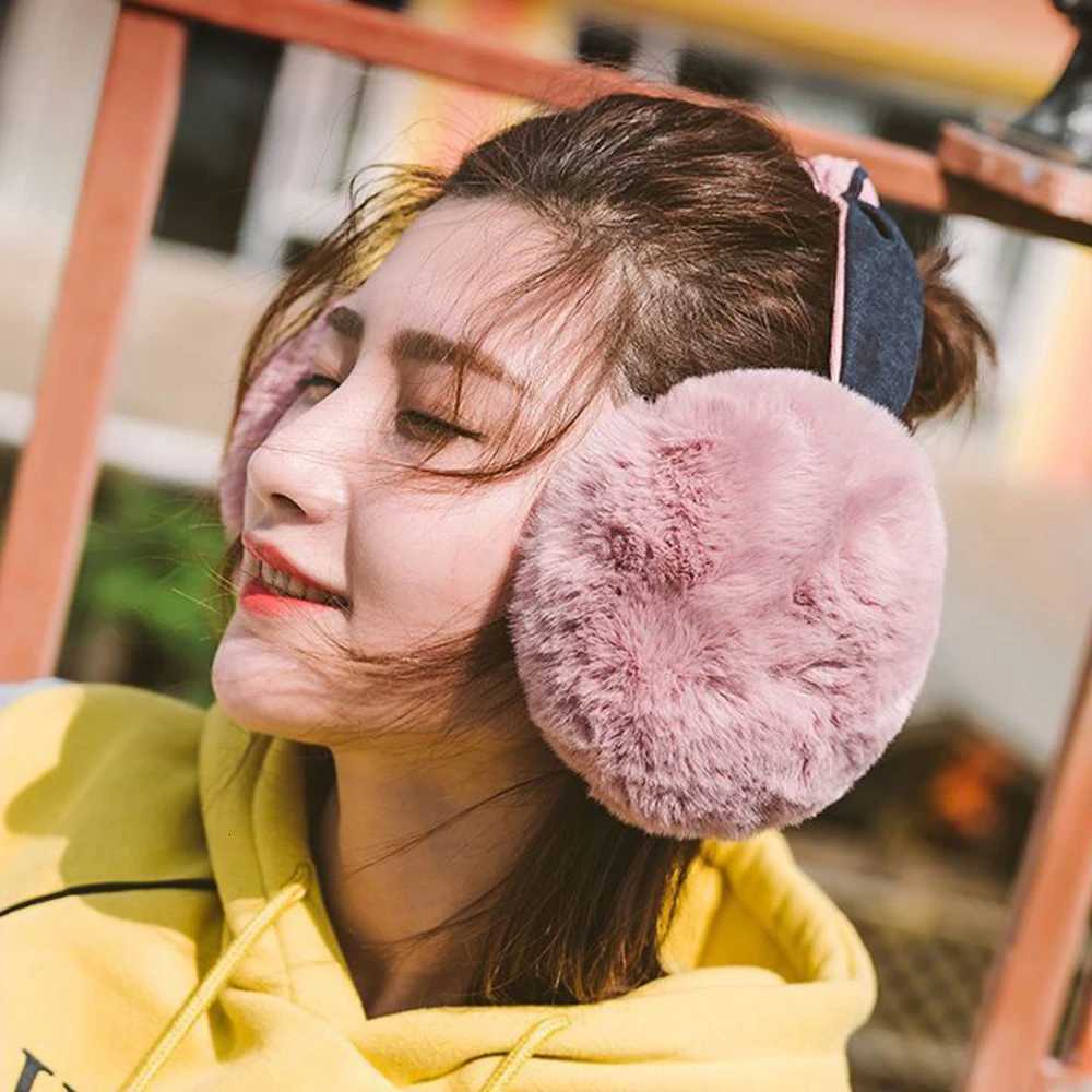 Women Soft Hair Hoop Earmuffs Outdoor Cold Protection Ear Cover Warm Earmuffs Ear-Muffs Solid Color Folding Earflap Winter W251110