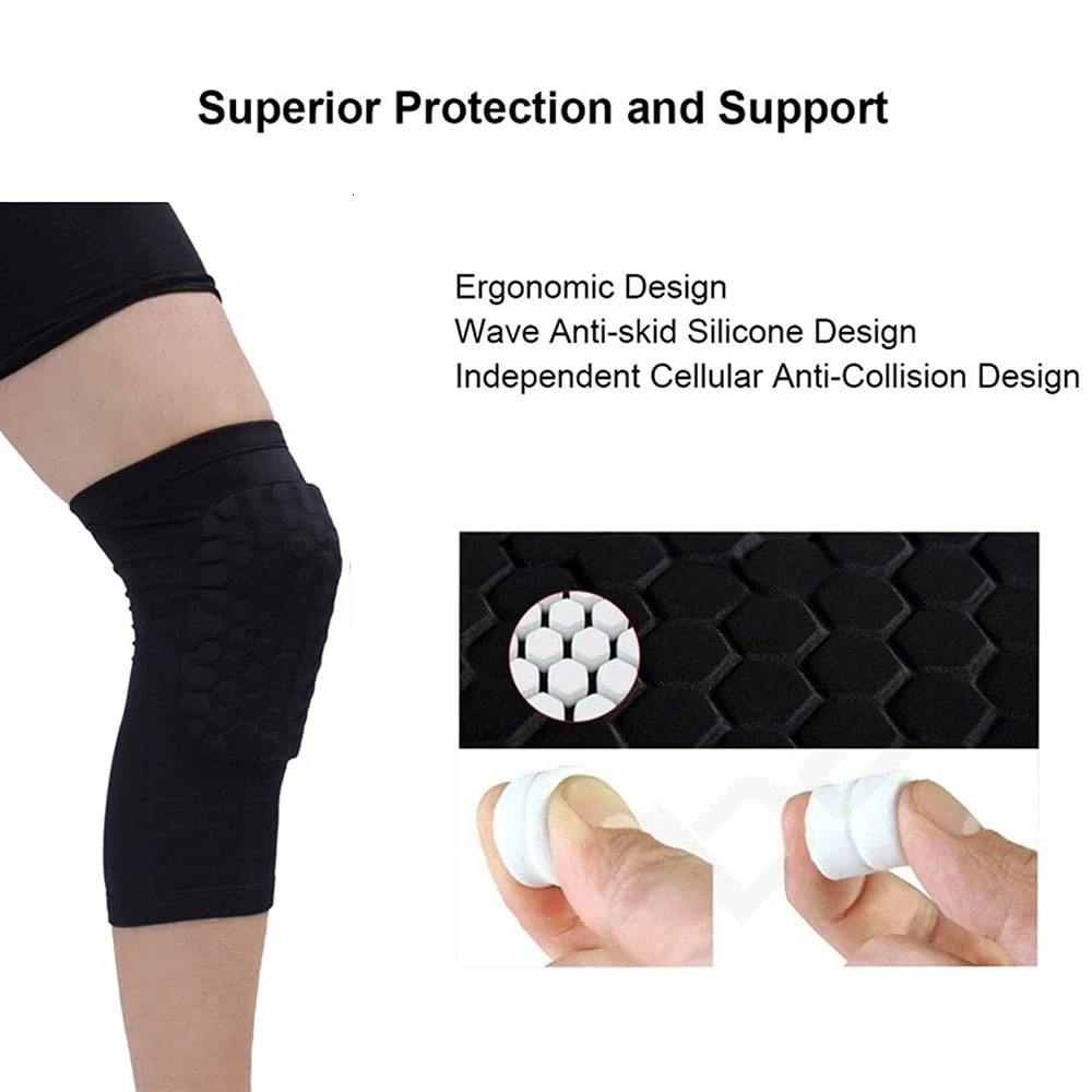 1PC Basketball Knee Pads Sleeve Honeycomb Brace Elastic Kneepad Protective Gear Patella Foam Support Volleyball Support 250410