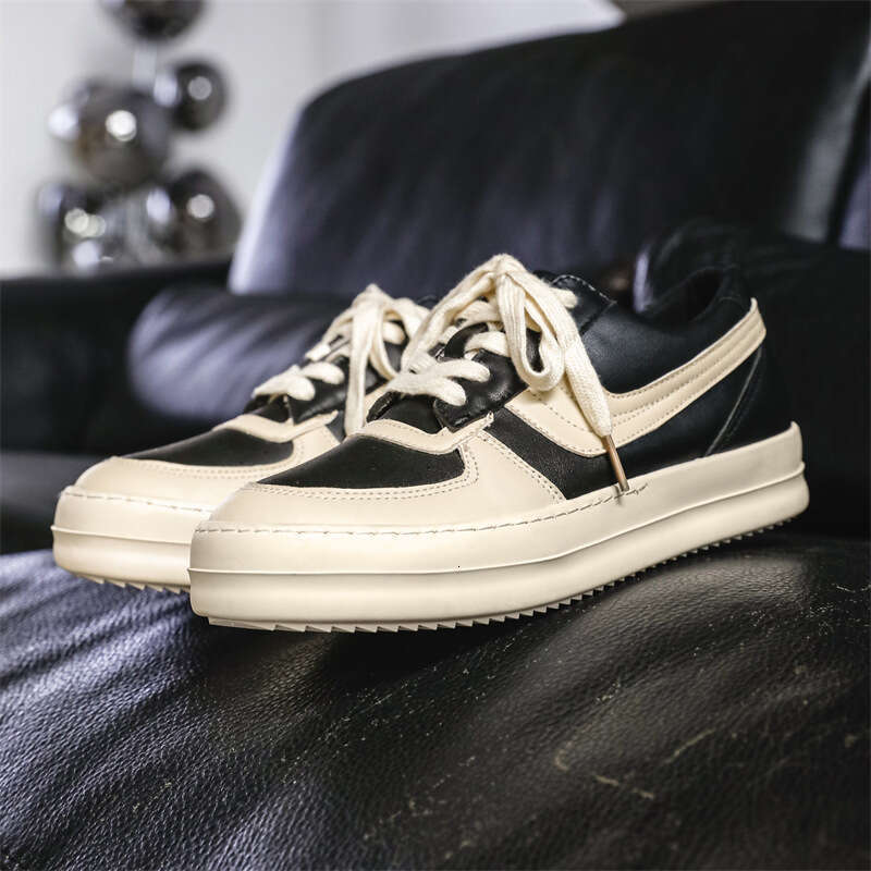 2025 New Black and High Street Sneakers Men's Design Sense Patchwork Thick Sole Sports Casual White Shoes Men X178