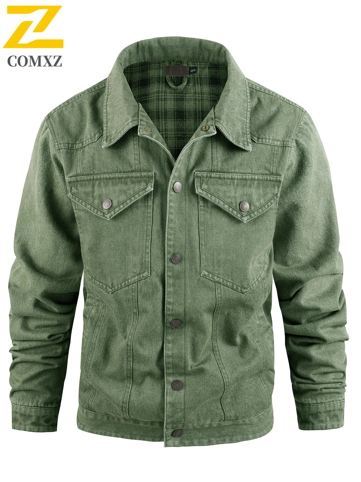retro denim jacket mens autumn single chest lapel windproof motorcycle clothing solid color 250401