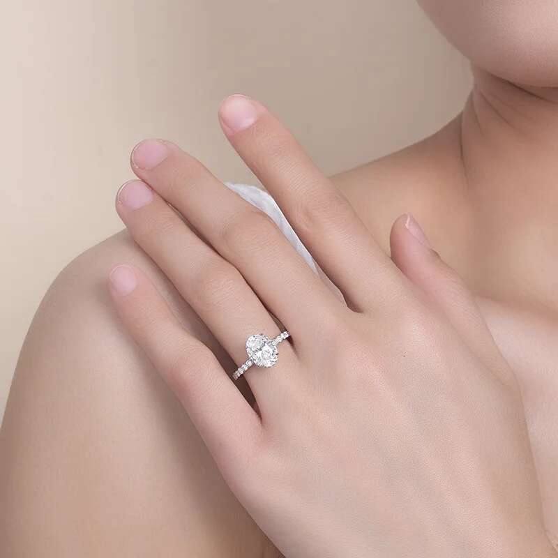 2.5CT Oval Full Moissanite Diamond D VVS Womens Pear Moissanite Rings 925 Silver Plated White Gold Fine Ring for Women Rings