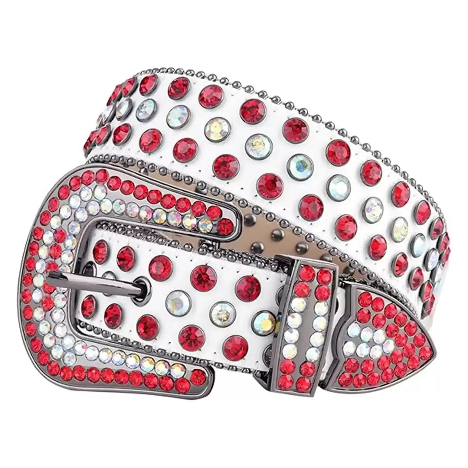 mens casual punk rock rhinestone belts cow suede leather rivets belt women er waistband pin buckle blue studded strapon 250409